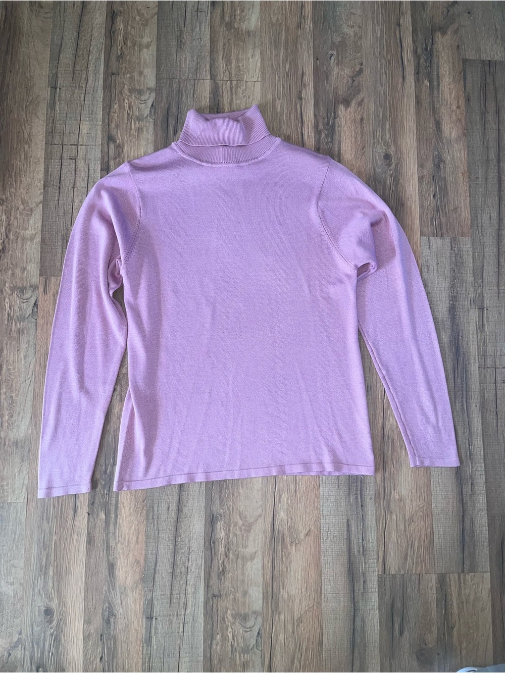 Women's Light Purple silk Turtleneck Long Sleeve Top